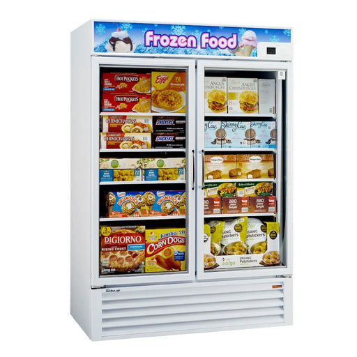 Turbo Air TGF-49F-N 54 3/8" Two Section Display Freezer w/ Swing Doors - Bottom Mount Compressor, White, 115v - Donut-Equipment.com