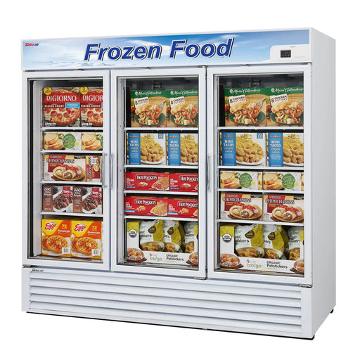 Turbo Air TGF-72F-N 81 7/8" Three Section Display Freezer w/ Swing Doors - Bottom Mount Compressor, White, 115v - Donut-Equipment.com