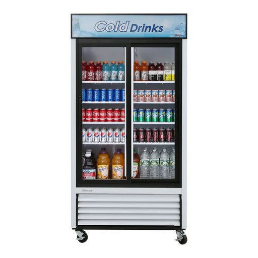 Turbo Air TGM-35R-N 41" Series Two Section Glass Door Merchandiser - (2) Sliding Doors, White, 115v - Donut-Equipment.com