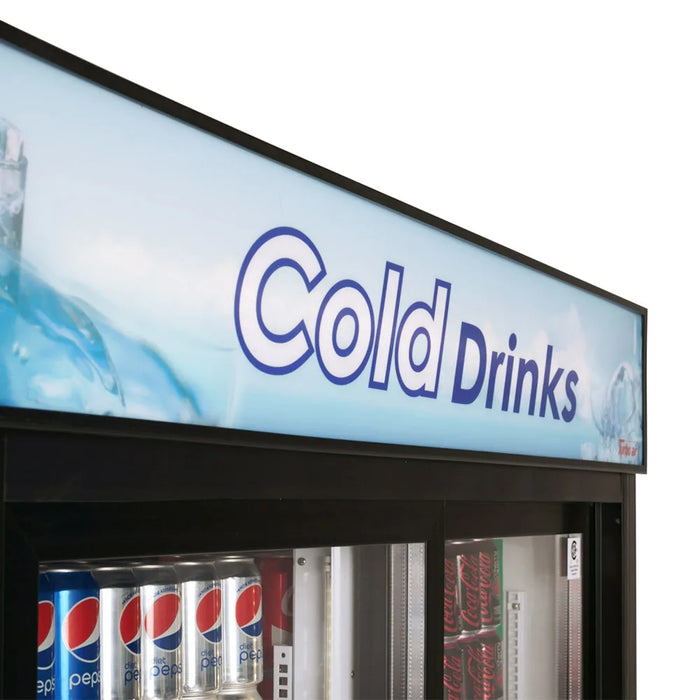 Turbo Air TGM-48RB-N 56" Series Two Section Glass Door Merchandiser - (2) Sliding Doors, Black, 115v - Donut-Equipment.com