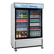 Turbo Air TGM-48R-N 56" Series Two Section Glass Door Merchandiser - (2) Sliding Doors, White, 115v - Donut-Equipment.com