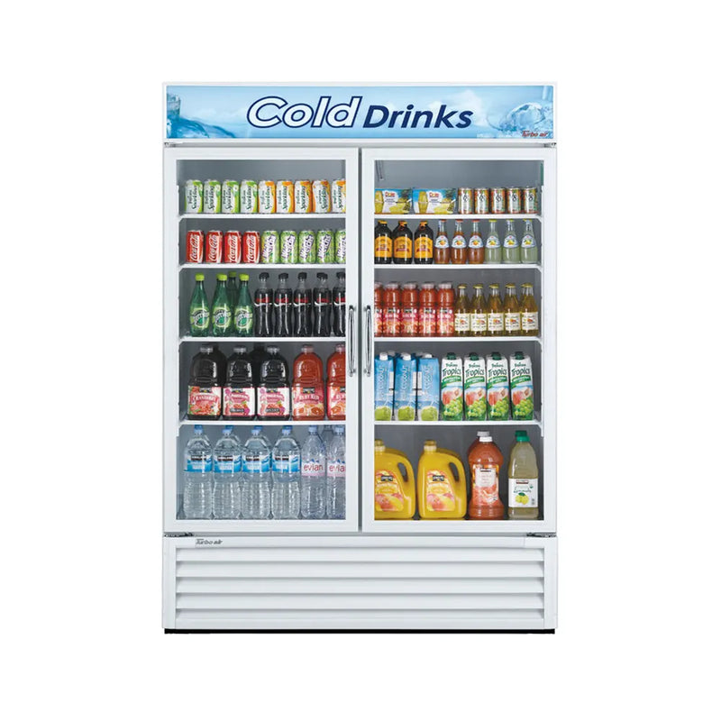 Turbo Air TGM-50RS-N 56" Two Section Glass Door Merchandiser - (2) Left/Right Hinge Doors, White, 115v - Donut-Equipment.com