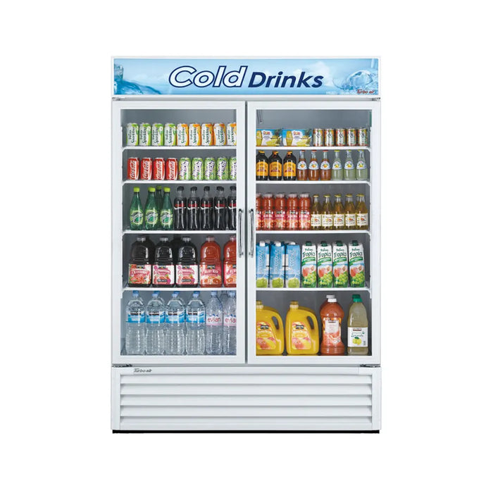 Turbo Air TGM-50RS-N 56" Two Section Glass Door Merchandiser - (2) Left/Right Hinge Doors, White, 115v - Donut-Equipment.com