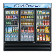 Turbo Air TGM-72RSB-N 78" Series Three Section Glass Door Merchandiser - (3) Left/Right Hinge Doors, Black, 115v - Donut-Equipment.com