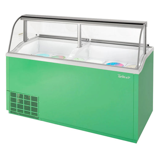 Turbo Air TIDC-70G-N 68" Stand Alone Ice Cream Freezer w/ 12 Tub Capacity - Green, 115v - Donut-Equipment.com
