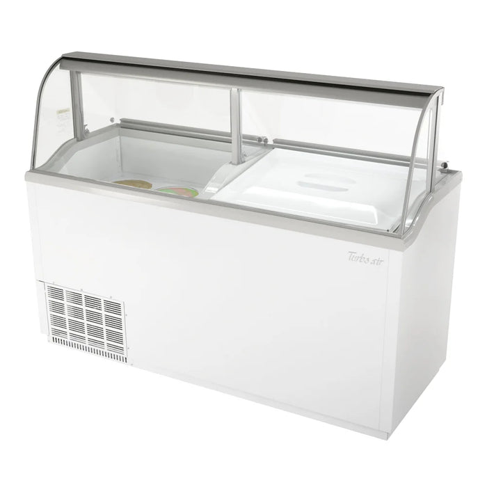 Turbo Air TIDC-70W-N 68" Stand Alone Ice Cream Freezer w/ 12 Tub Capacity - White, 115v - Donut-Equipment.com