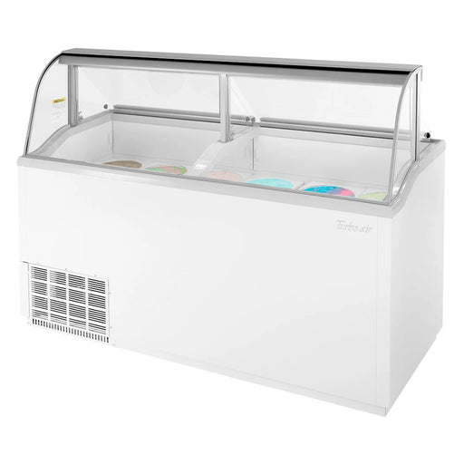 Turbo Air TIDC-70W-N 68" Stand Alone Ice Cream Freezer w/ 12 Tub Capacity - White, 115v - Donut-Equipment.com
