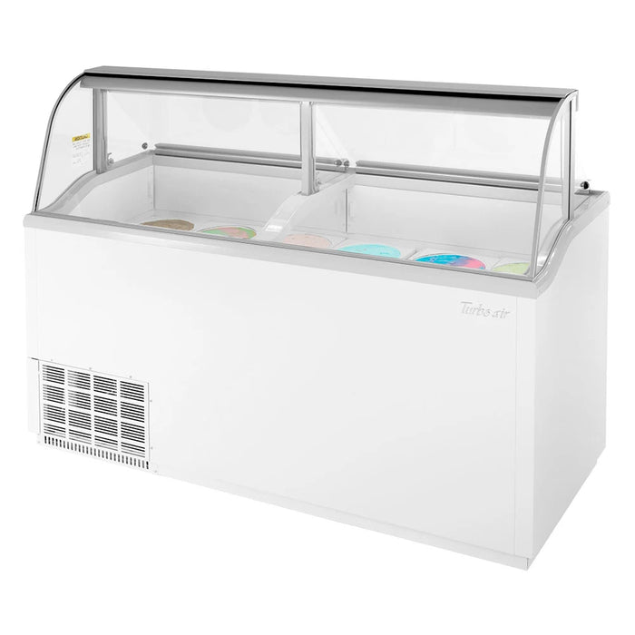 Turbo Air TIDC-70W-N 68" Stand Alone Ice Cream Freezer w/ 12 Tub Capacity - White, 115v - Donut-Equipment.com