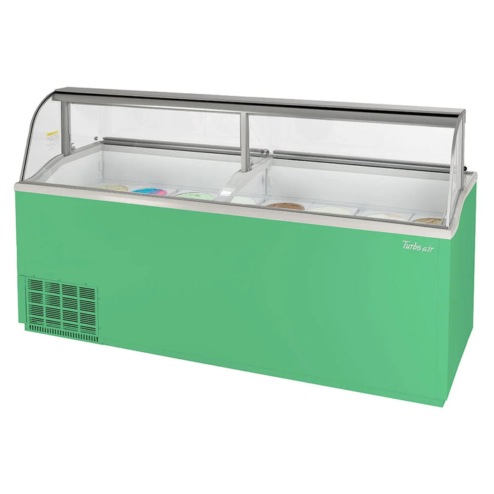 Turbo Air TIDC-91G-N 89" Stand-Alone Ice Cream Freezer w/ (16) 3 gal Tub Capacity - Green, 115v - Donut-Equipment.com