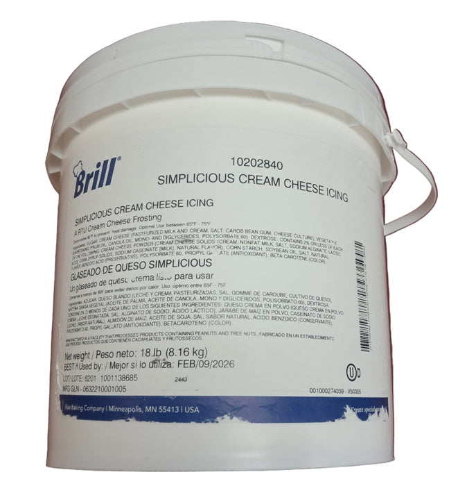 Brill Simplicious Cream Cheese Icing 18 lbs - Donut-Equipment.com