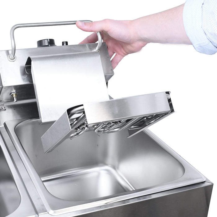 Omcan 12 lb x 2 Double Tank Countertop Electric Fryer – 5000W, 220V Commercial Dual Tank Deep Fryer for Restaurants, Concession Stands & Foodservice Kitchens