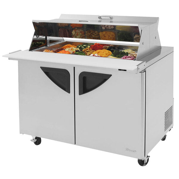 Turbo Air TST-48SD-18-N-DS 48" 2 Door Mega Top Dual Sided Refrigerated Sandwich Prep Table - Donut-Equipment.com
