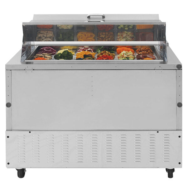 Turbo Air TST-48SD-18-N-DS 48" 2 Door Mega Top Dual Sided Refrigerated Sandwich Prep Table - Donut-Equipment.com