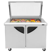 Turbo Air TST-48SD-18-N-GL 48" 2 Door Mega Top Hinged Glass Lid Refrigerated Sandwich Prep Table - Donut-Equipment.com