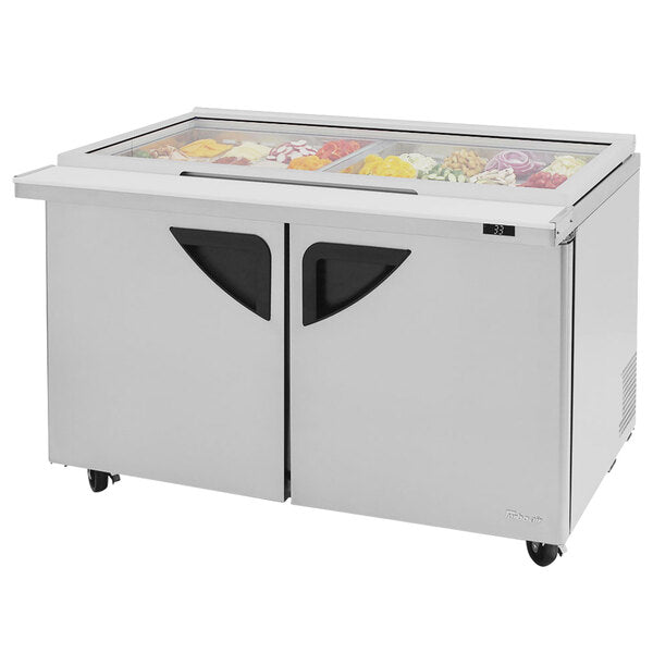 Turbo Air TST-60SD-24-N-GL 60" 2 Door Mega Top Hinged Glass Lid Refrigerated Sandwich Prep Table - Donut-Equipment.com