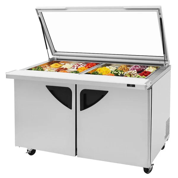 Turbo Air TST-60SD-24-N-GL 60" 2 Door Mega Top Hinged Glass Lid Refrigerated Sandwich Prep Table - Donut-Equipment.com
