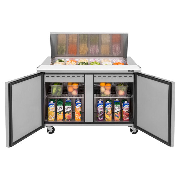 Turbo Air TST-48SD-18-N 48" 2 Door Mega Top Refrigerated Sandwich Prep Table - Donut-Equipment.com