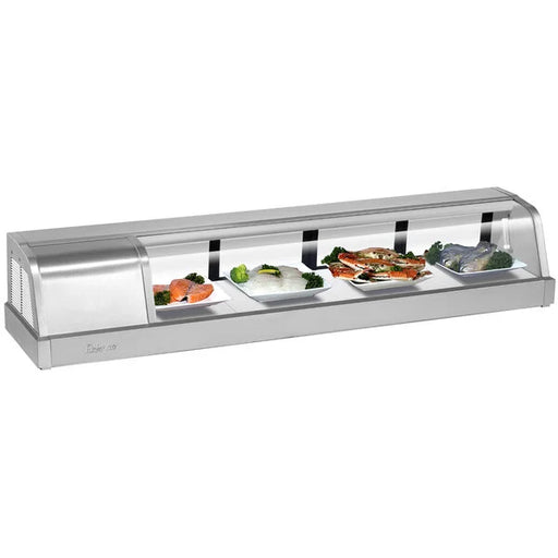 Turbo Air SAK-60L-N 60" Stainless Steel Curved Glass Refrigerated Display/Sushi Case - Left Side Compressor - Donut-Equipment.com