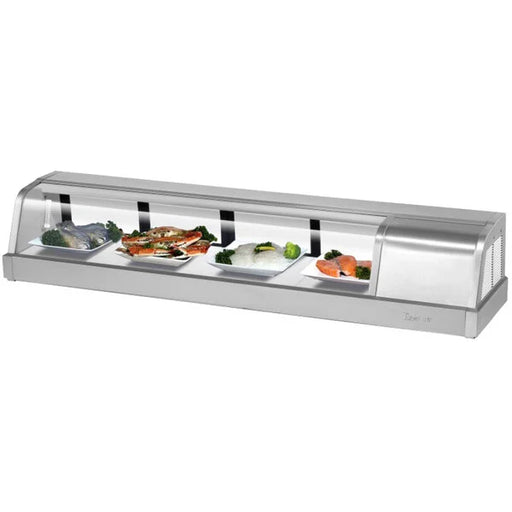 Turbo Air SAK-60R-N 60" Stainless Steel Curved Glass Refrigerated Display/Sushi Case - Right Side Compressor - Donut-Equipment.com