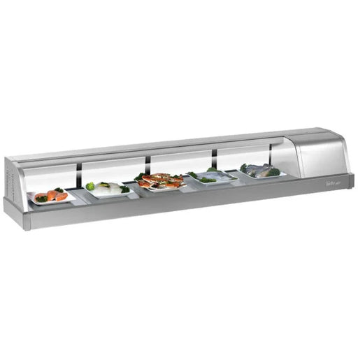Turbo Air SAK70R-N 70" Stainless Steel Curved Glass Refrigerated Sushi Case - Right Side Compressor - Donut-Equipment.com