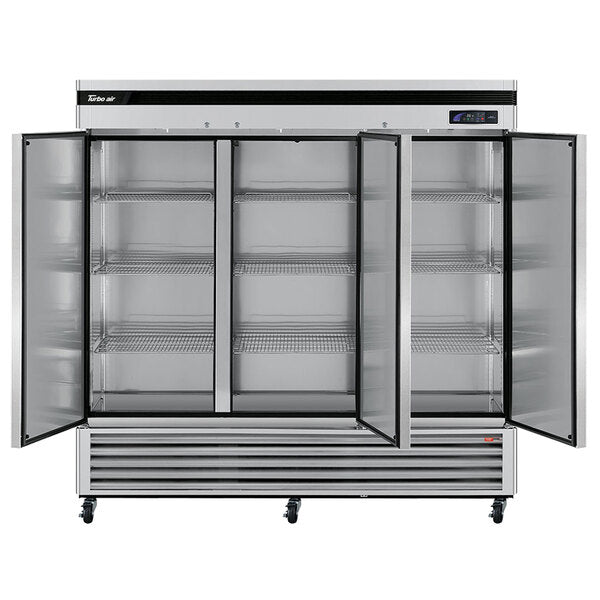 Turbo Air TSR-72SD-N Super Deluxe 82" Bottom Mounted Solid Door Reach-In Refrigerator with LED Lighting - Donut-Equipment.com