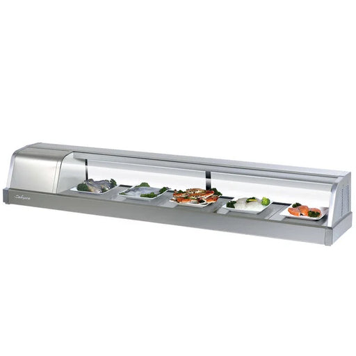 Turbo Air SAK70L-N 70" Stainless Steel Curved Glass Refrigerated Sushi Case - Left Side Compressor - Donut-Equipment.com