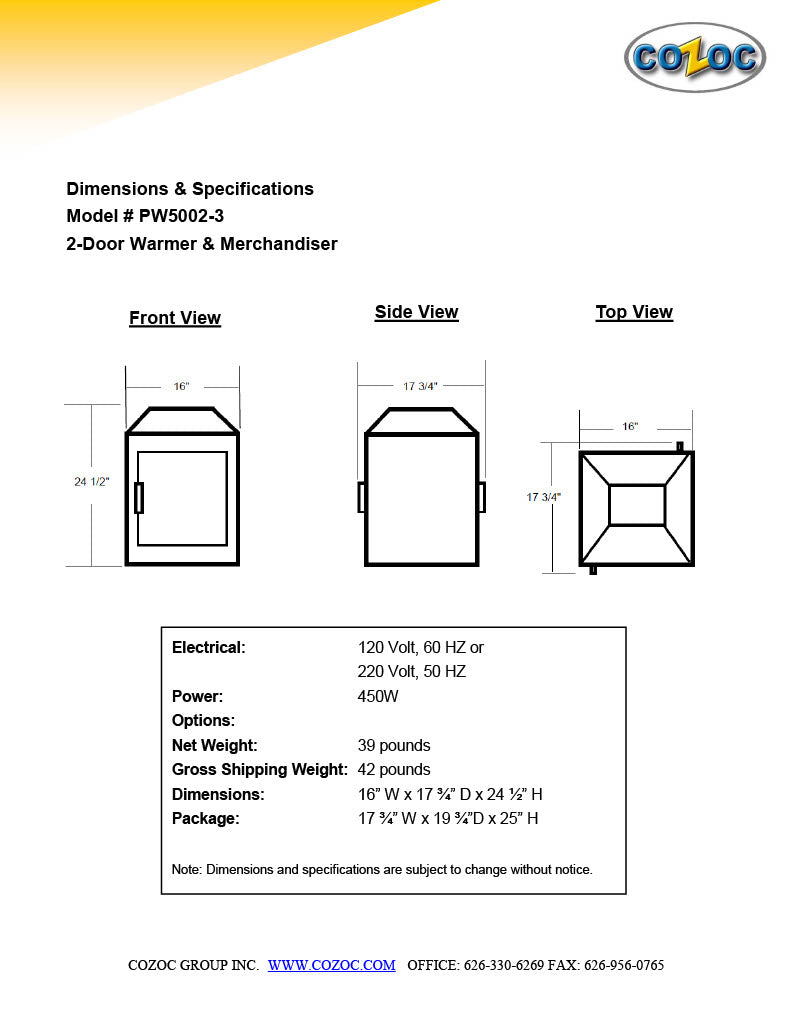 Two Door Warmer and Merchandiser for Cooked Foods Display for Service Counter - Donut-Equipment.com