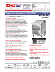 Turbo Air PST-28-G-N 27 1/2" PRO Glass Door Series Sandwich/Salad Prep Table w/ Refrigerated Base - Donut-Equipment.com