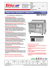 Turbo Air PST-48-G-N 48 1/4" PRO Glass Door Series Sandwich/Salad Prep Table w/ Refrigerated Base - Donut-Equipment.com