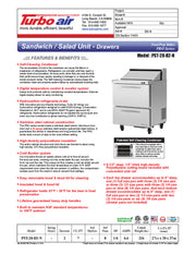 Turbo Air PST-28-D2-N 27 1/2" PRO Series Sandwich/Salad Prep Table w/ Refrigerated Base - Donut-Equipment.com