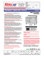 Turbo Air PST-48-D2R-N 48 1/4" PRO Series Sandwich/Salad Prep Table w/ Refrigerated Base - Donut-Equipment.com