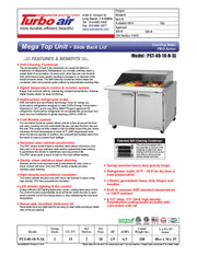 Turbo Air PST-48-18-N-SL 48 1/4" PRO Series Mega Top Sandwich/Salad Prep Table w/ Refrigerated Base - Donut-Equipment.com