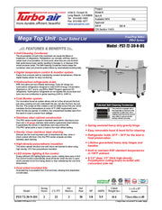 Turbo Air PST-72-30-N-DS 72 5/8" PRO Series Mega Top Dual Sided Sandwich/Salad Prep Table w/ Refrigerated Base - Donut-Equipment.com