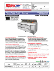 Turbo Air TPR-93SD-D6-N 93" 6 Drawer Pizza Prep Table - Donut-Equipment.com