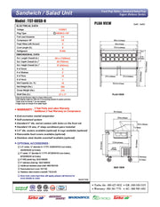 Turbo Air TST-60SD-N 60" Super Deluxe 2 Door Refrigerated Sandwich Prep Table - Donut-Equipment.com