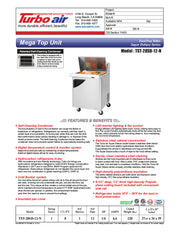 Turbo Air TST-28SD-12-N 28" 1 Door Mega Top Refrigerated Sandwich Prep Table - Donut-Equipment.com