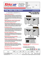 Turbo Air Super Deluxe TST-72SD-08S-N-LW 72" 3 Door Refrigerated Sandwich Prep Table with Left Work Station - Donut-Equipment.com