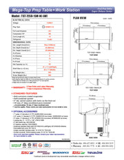 Turbo Air Super Deluxe TST-72SD-15M-N-LW 72" 3 Door Mega Top Refrigerated Sandwich Prep Table with Left Work Station - Donut-Equipment.com