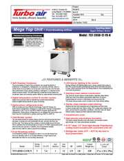 Turbo Air TST-28SD-12-FB-N 27 1/2" Super Deluxe Mega Top Sandwich/Salad Prep Table - Donut-Equipment.com