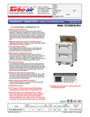 Turbo Air TST-28SD-D2-FB-N Super Deluxe 28" Sandwich/Salad Prep Table with Two Drawers - Donut-Equipment.com