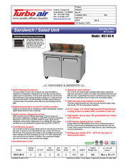 Turbo Air MST-48-N M3 Series 48" 2 Door Stainless Steel Refrigerated Sandwich Prep Table - Donut-Equipment.com