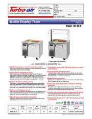 Turbo Air JBT-36-N 35" Stainless Steel Refrigerated Buffet Display Table - Donut-Equipment.com