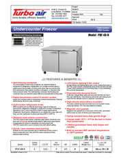 Turbo Air PUF-48-N 48 1/4" W Undercounter Freezer w/ 2 Sections & 2 Doors - Donut-Equipment.com