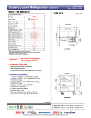 Turbo Air TUR-48SD-D2-N 48 1/4" W Undercounter Refrigerator w/ 2 Sections, 1 Door & 2 Drawers - Donut-Equipment.com