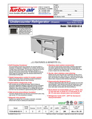 Turbo Air TUR-60SD-D2-N 60 1/4" W Undercounter Refrigerator w/ 2 Section, 1 Door & 2 Drawers - Donut-Equipment.com
