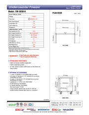 Turbo Air TUF-48SD-N 48 1/4" W Undercounter Freezer w/ 2 Sections & 2 Doors - Donut-Equipment.com