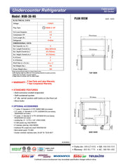Turbo Air MUR-36-N6 36 1/4" W Undercounter Refrigerator w/ 1 Section, 2 Solid Doors & Hydrocarbon Refrigerant - Donut-Equipment.com