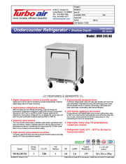 Turbo Air MUR-24S-N6 M3 Series 24" Shallow Depth Undercounter Refrigerator w/ 1 Section & Solid Door - Donut-Equipment.com