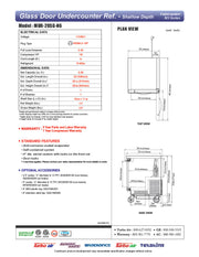 Turbo Air MUR-20SG-N6 M3 Series 20" Shallow Depth Undercounter Refrigerator w/ 1 Section & 1 Glass Door - Donut-Equipment.com