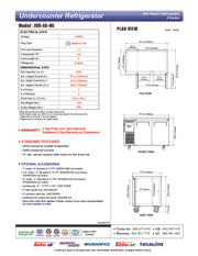 Turbo Air JUR-48-N6 J Series 48" Undercounter Refrigerator w/ 2 Solid Doors & Side Mounted Compressor - Donut-Equipment.com
